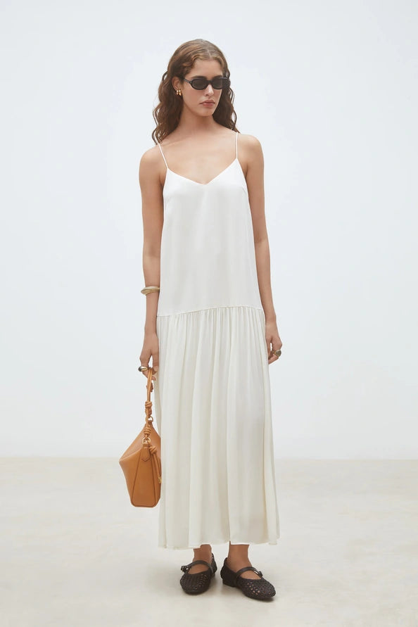 Carlota Long flowing plain dress with straps