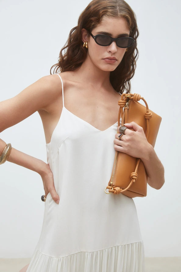 Carlota Long flowing plain dress with straps