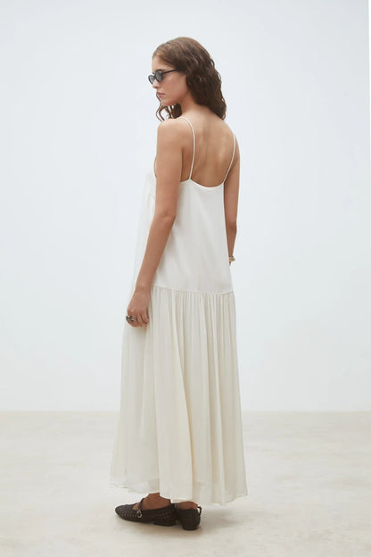Carlota Long flowing plain dress with straps