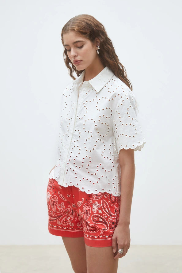Lory Blouse with Geometric Embroideries