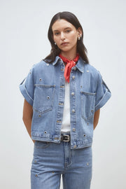 Lord Denim Blouse with Eyelets