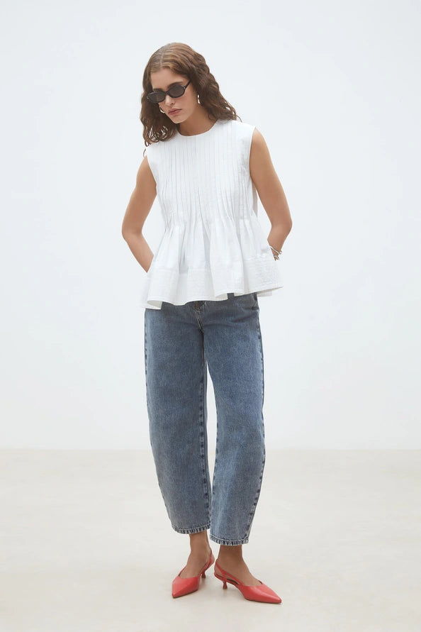 Luigi Pleated sleeveless blouse