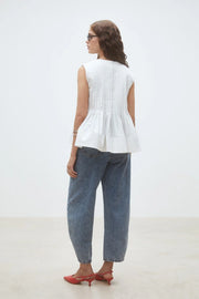 Luigi Pleated sleeveless blouse