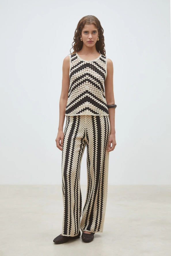 Pissaro Openwork top with fancy stripes