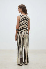 Pissaro Openwork top with fancy stripes
