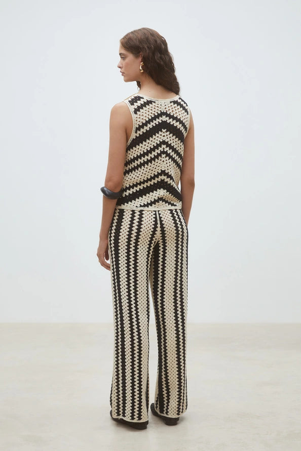 Pissaro Openwork top with fancy stripes
