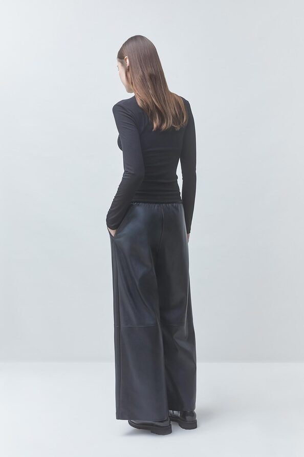 Joy Wide-leg black faux leather pants