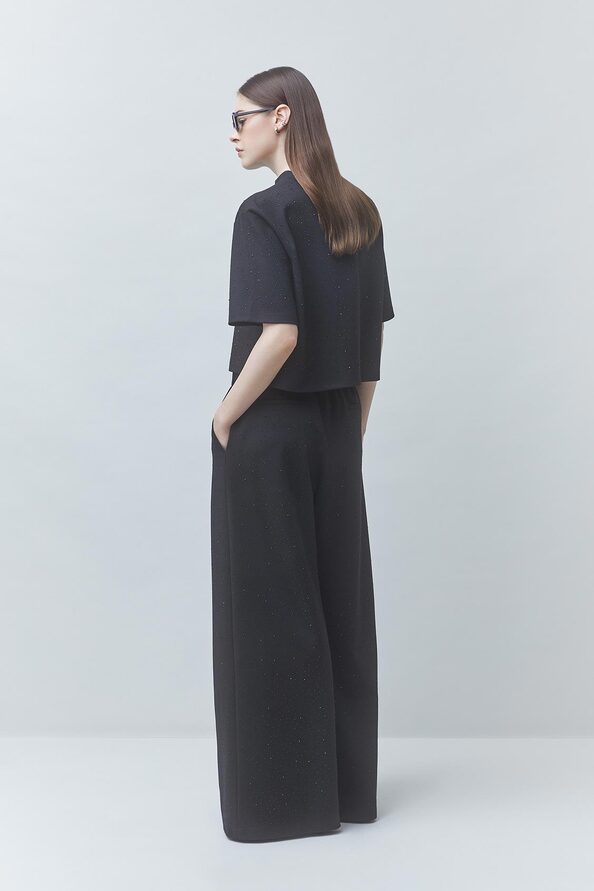 Jukebox Wide-leg pants with black rhinestone details