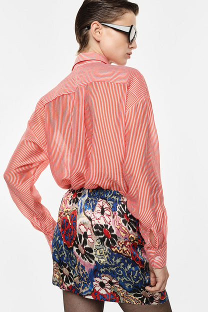 Striped shirt with classic collar and long sleeves