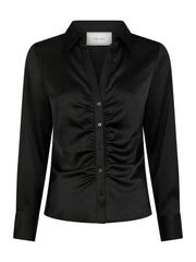 Black Satin Shirt with Sequins