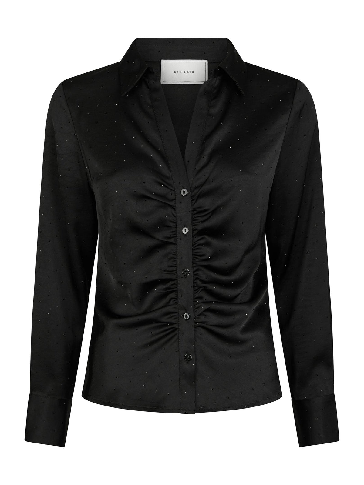 Black Satin Shirt with Sequins