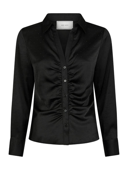 Black Satin Shirt with Sequins