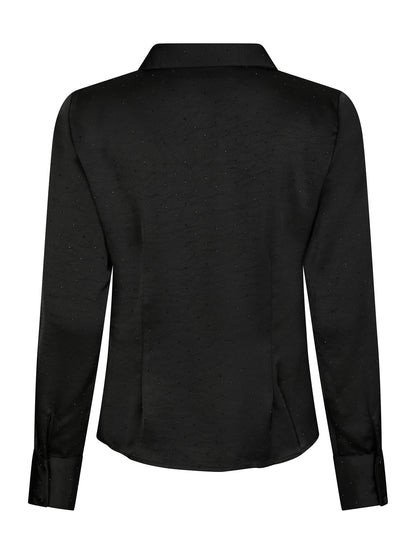 Black Satin Shirt with Sequins