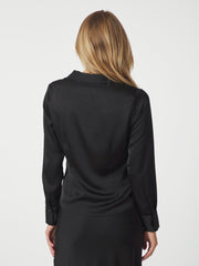 Black Satin Shirt with Sequins