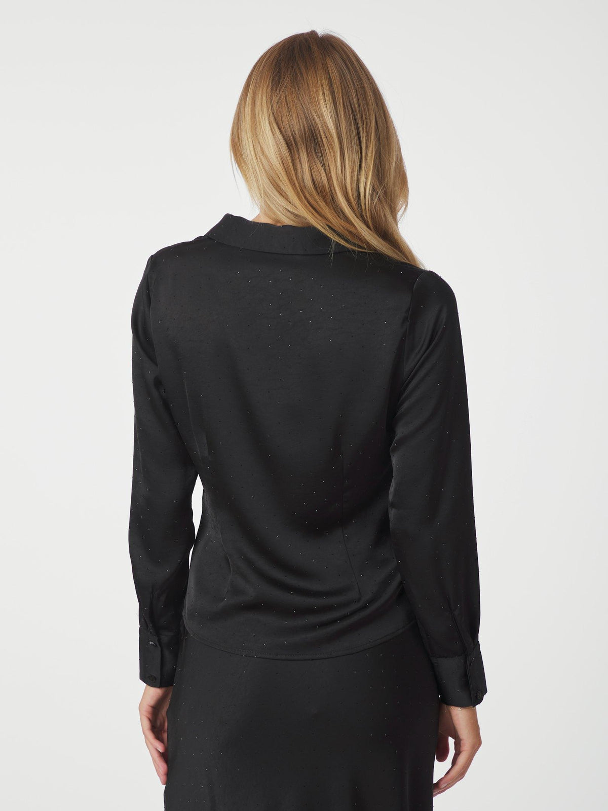 Black Satin Shirt with Sequins