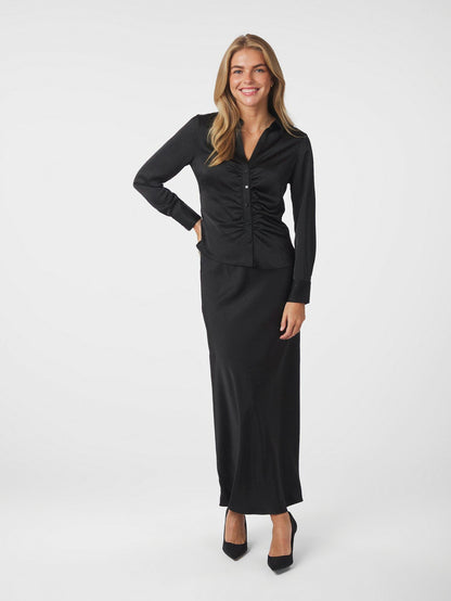 Black Satin Shirt with Sequins