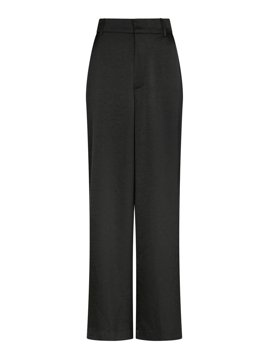 Satin Embellished Black Pants