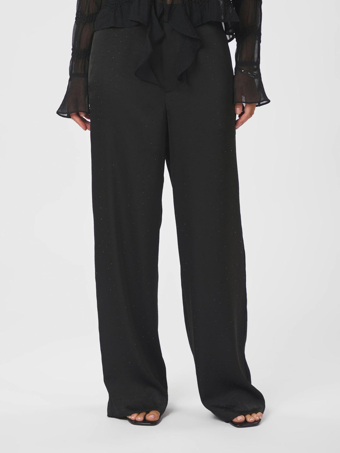 Satin Embellished Black Pants