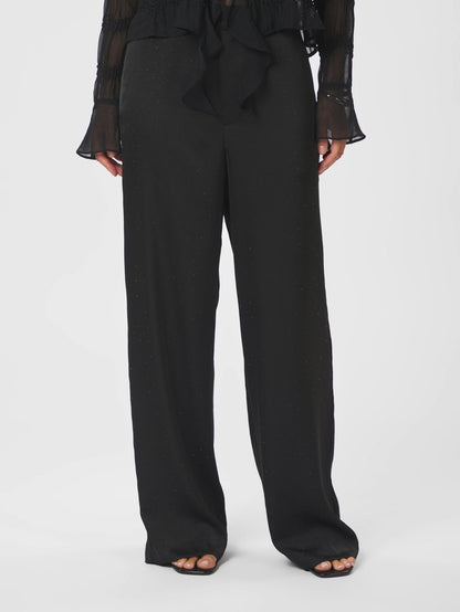 Satin Embellished Black Pants