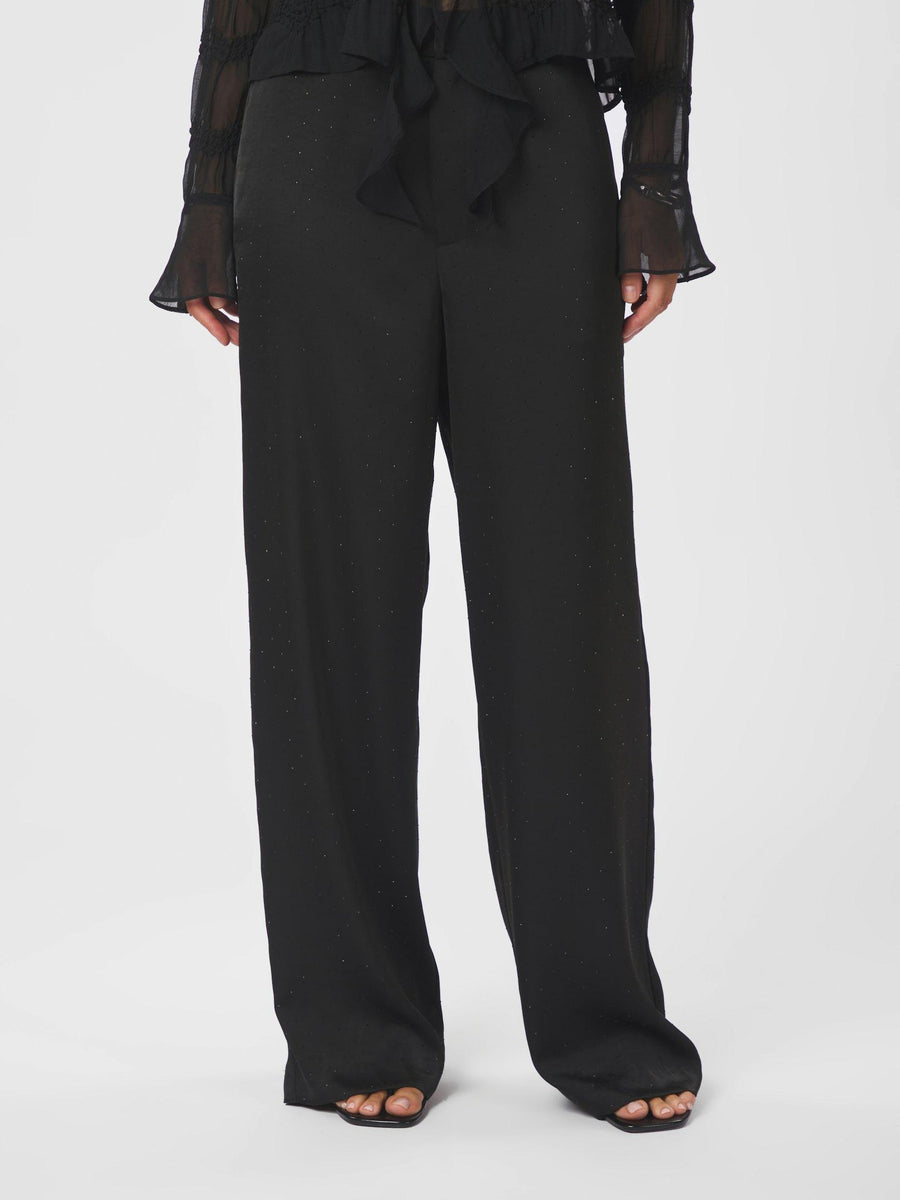 Satin Embellished Black Pants