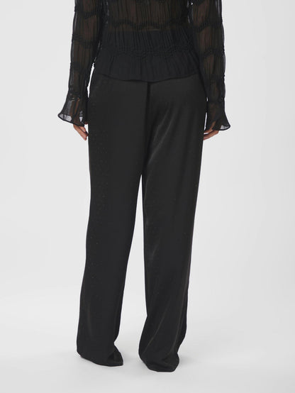 Satin Embellished Black Pants