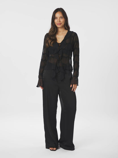 Satin Embellished Black Pants