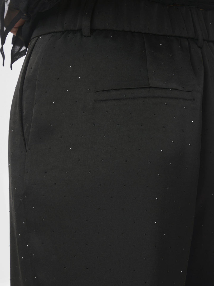 Satin Embellished Black Pants