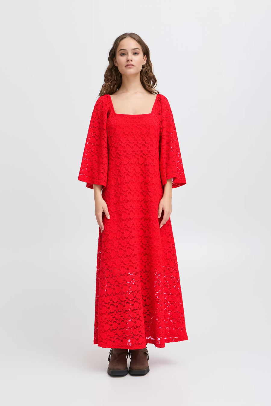 Midi Lace Red Dress