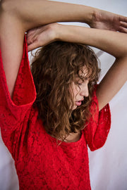 Midi Lace Red Dress