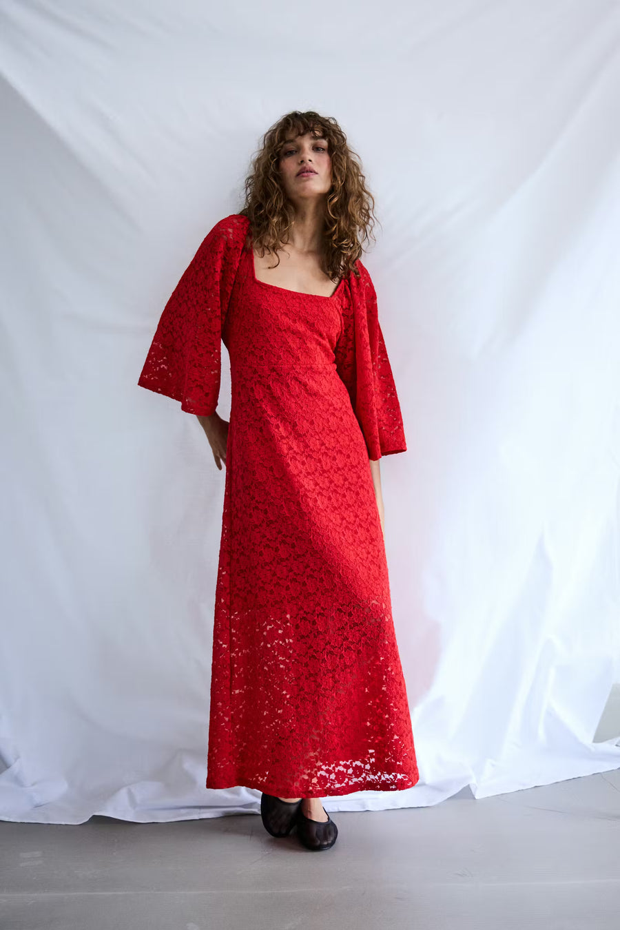 Midi Lace Red Dress