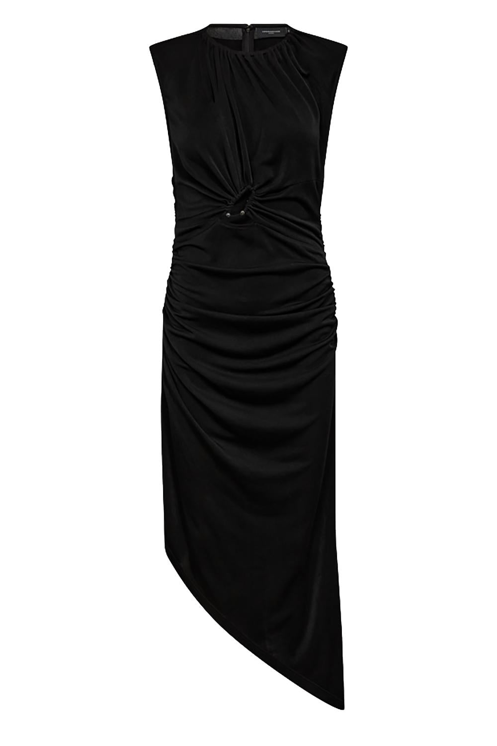 Draped Midi Black Dress
