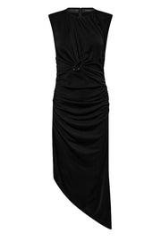 Draped Midi Black Dress