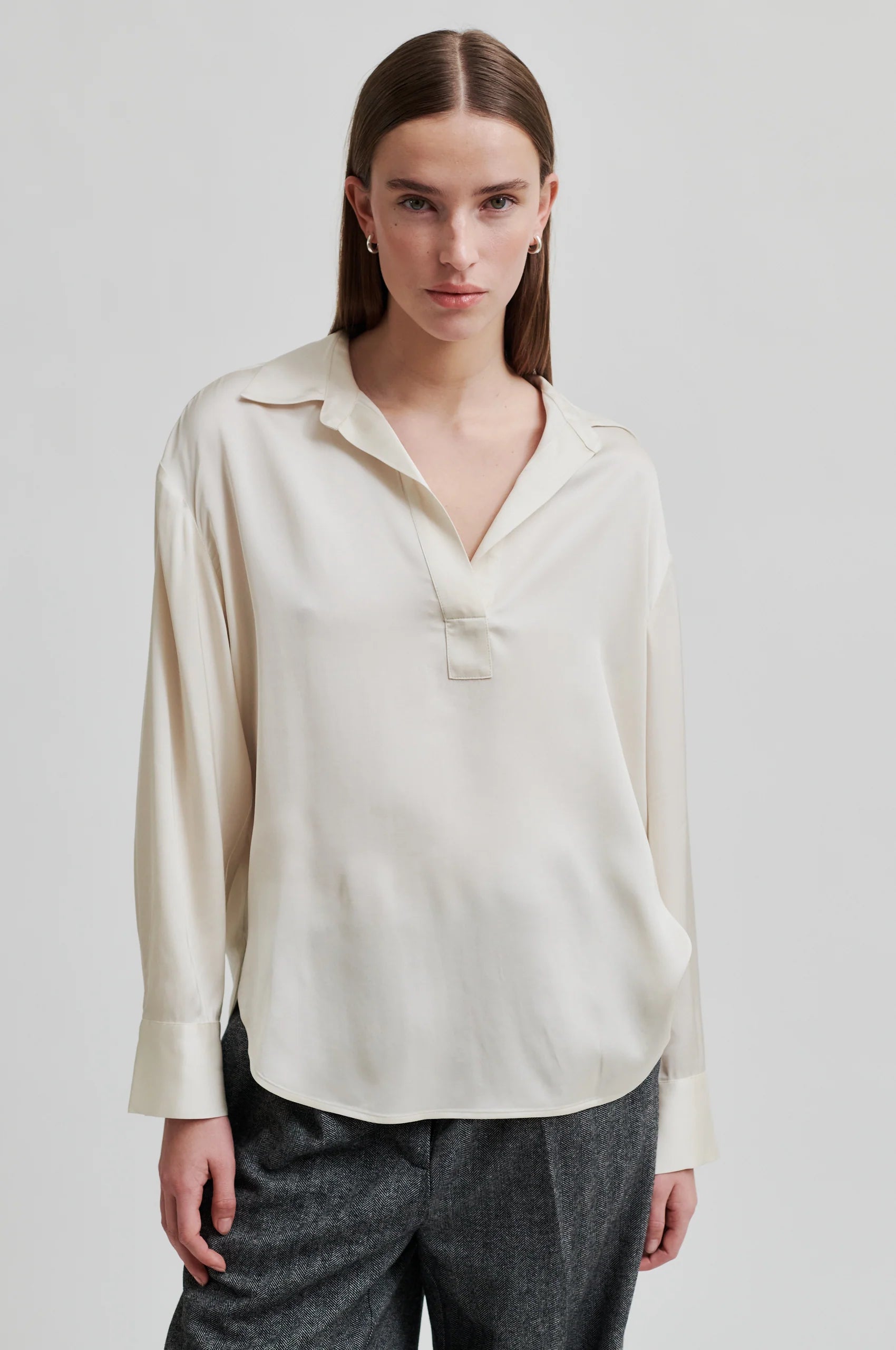 Silky Open-neck Blouse