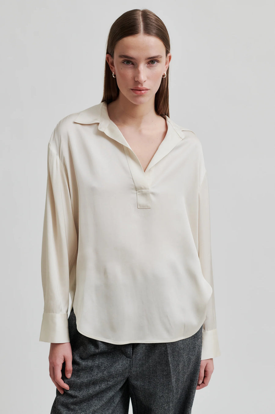 Silky Open-neck Blouse