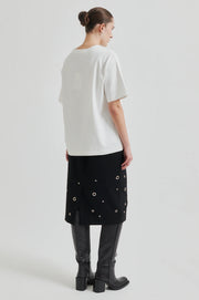 Black Pencil Skirt with Eyelets