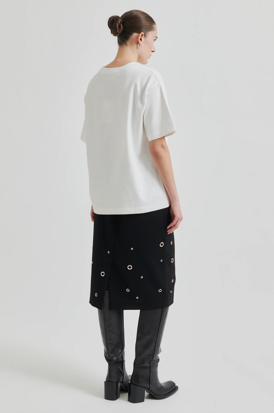 Black Pencil Skirt with Eyelets