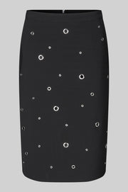 Black Pencil Skirt with Eyelets