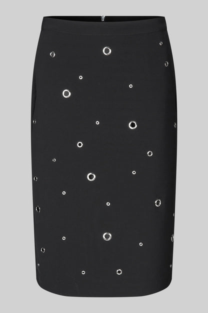 Black Pencil Skirt with Eyelets