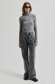 Bedazzled Denim Grey Pants