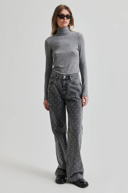 Bedazzled Denim Grey Pants