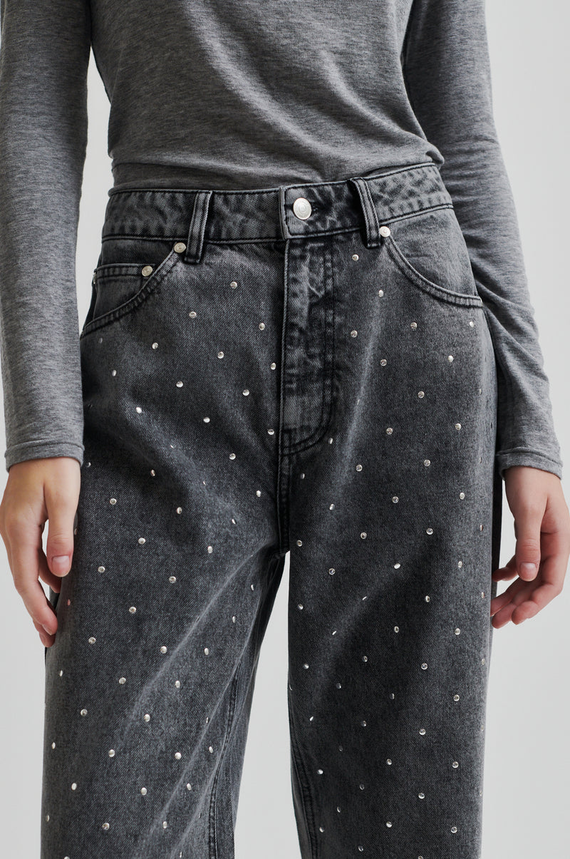Bedazzled Denim Grey Pants