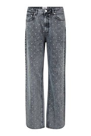 Bedazzled Denim Grey Pants