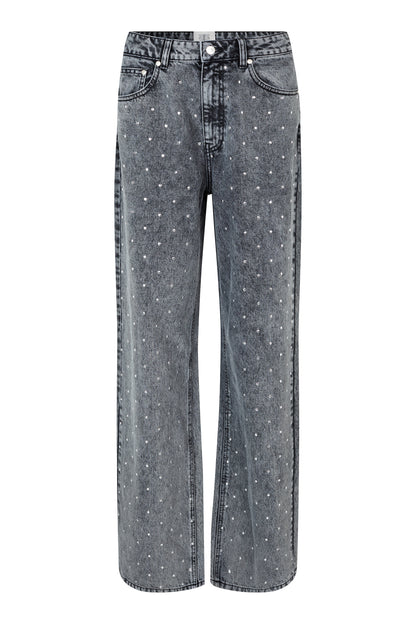 Bedazzled Denim Grey Pants