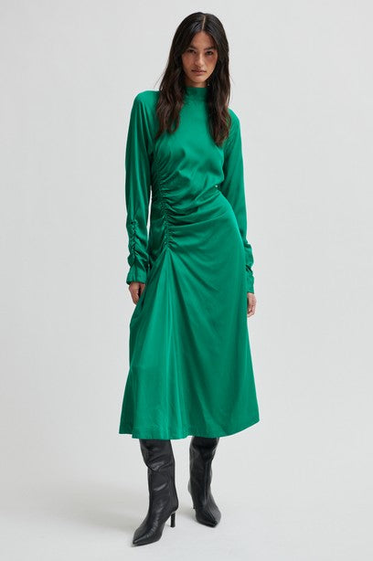 Green Draped Long Dress