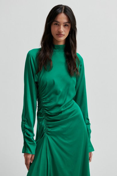 Green Draped Long Dress