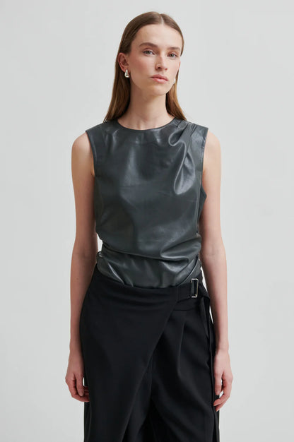 Faux Leather Sleeveless Top