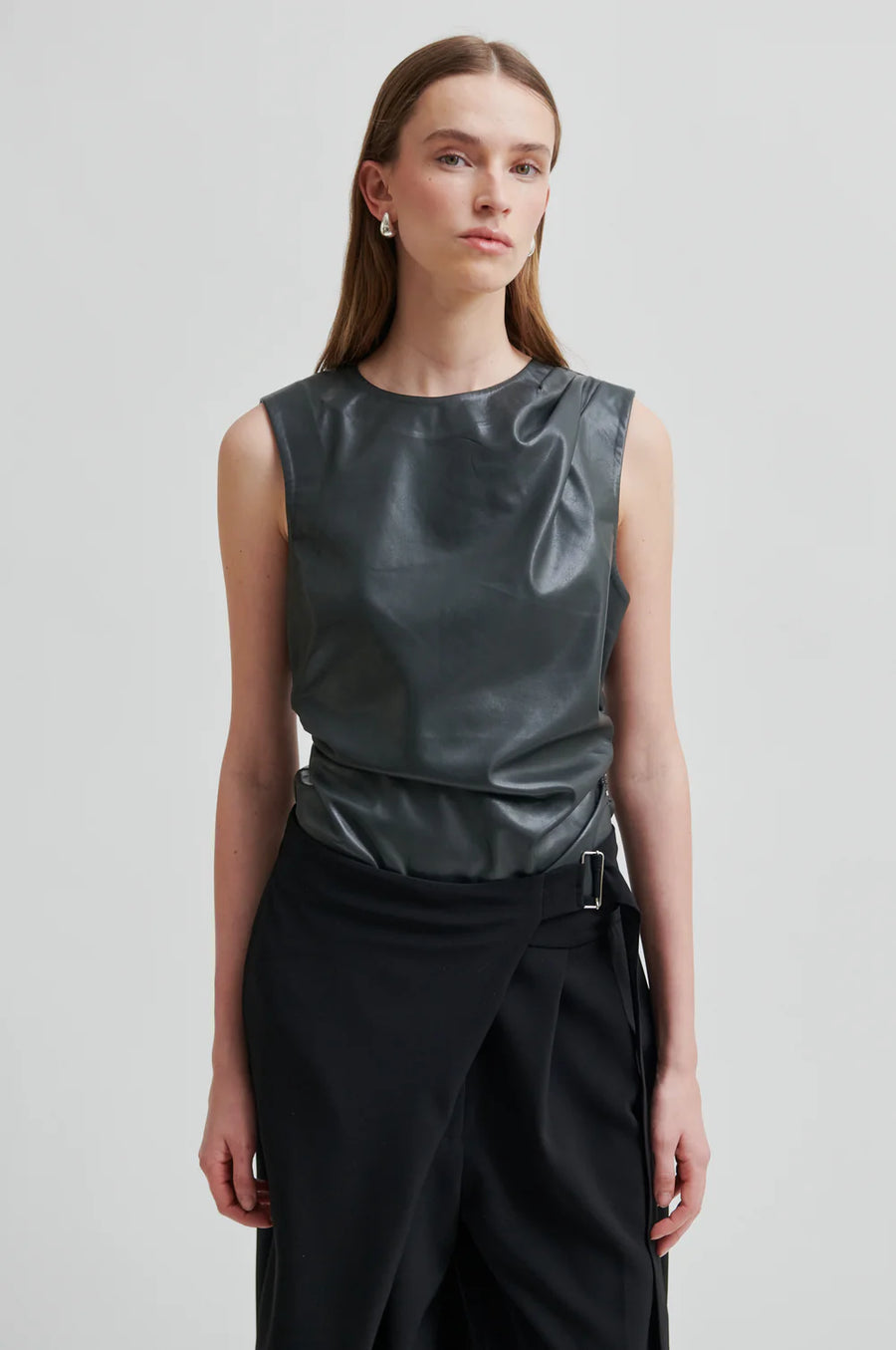 Faux Leather Sleeveless Top