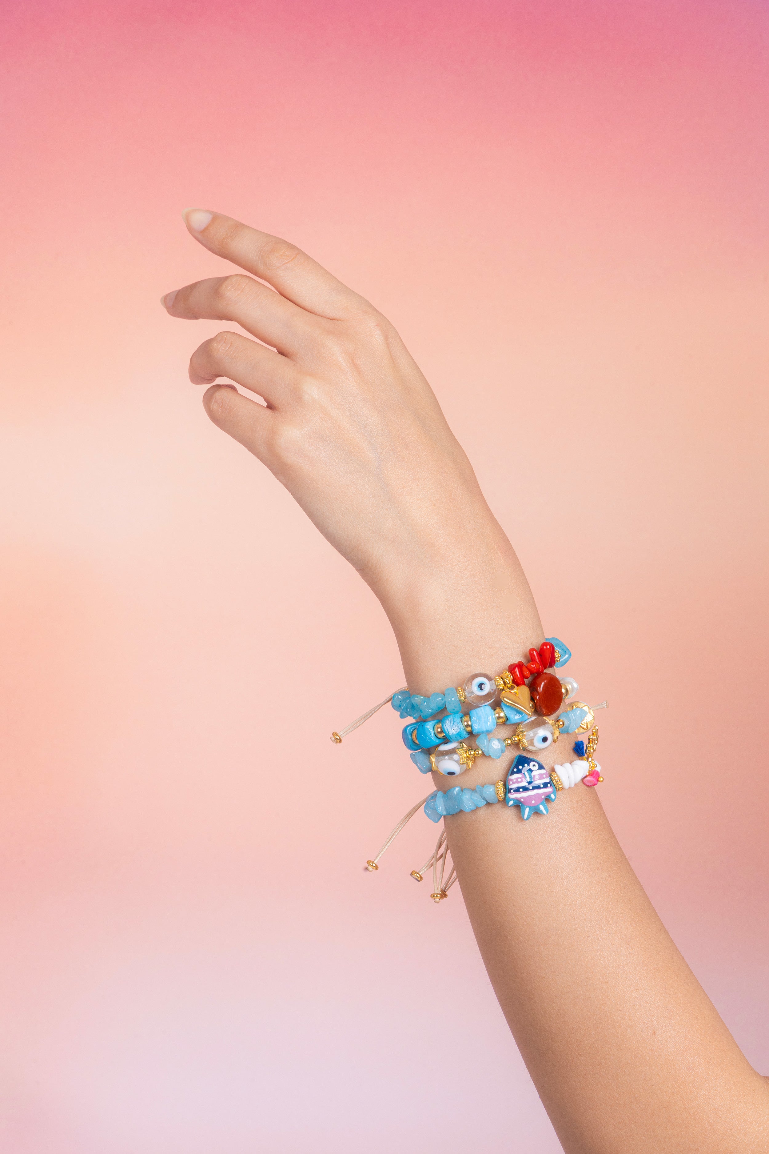 Colored Stone Charm Bracelet
