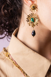 Gold Burst Earrings with Gemstones