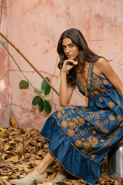 Embellished Denim Dress